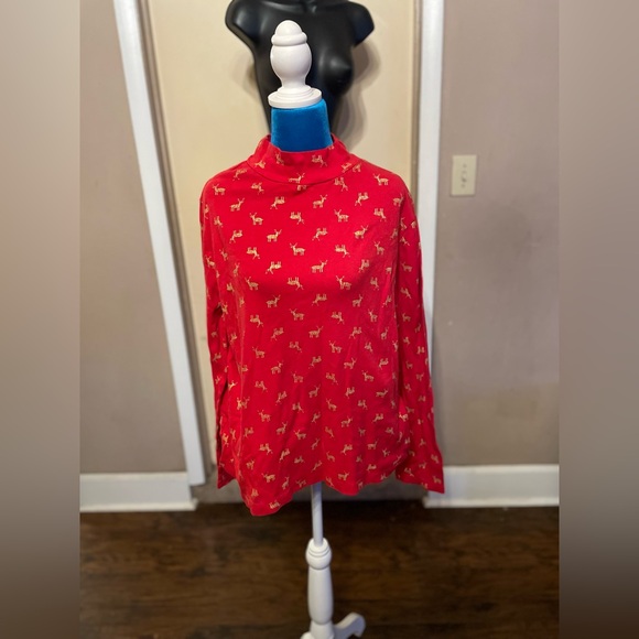 White stag red long sleeve top reindeer print xl sz 16 approximately ptp 20 in - Picture 5 of 6